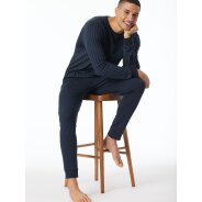 Herren Pyjama Fine Interlock - dunkelblau