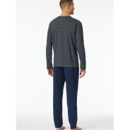 Herren 2-Pack Pyjama Schlafanzug lang - Casual Essentials - Anthrazit, Blau