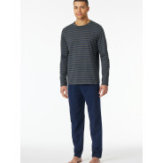 Herren 2-Pack Pyjama Schlafanzug lang - Casual Essentials - Anthrazit, Blau