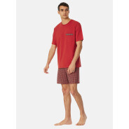 Herren 2-Pack Pyjama Comfort Nightwear - chilli rot
