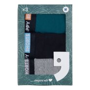 Herren 3-Pack Retro Boxershorts Jersey - turqouise-black-grey