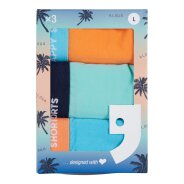 Herren 3-Pack Retro Boxershorts Jersey - blue-turquise-orange