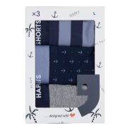 Herren 3-Pack Retro Boxershorts Jersey - grey-anchor-stripe