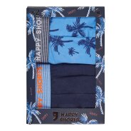 Herren 2-Pack Retro Boxershorts Jersey - palm print - navy