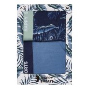 Herren 2-Pack Retro Boxershorts Jersey - palm print - blue grey