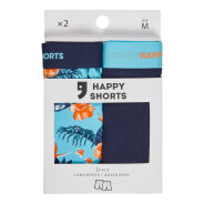 Herren 2-Pack Langer Boxershorts Jersey Boxershorts Briefs - flower print - navy