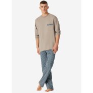 Herren Pyjama Comfort Nightwear - braungrau -...