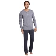 Schiesser Herren Langer Schlafanzug Ebony