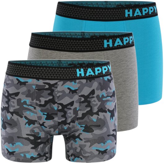 Happy Shorts Herren Retroshorts 3-Pack Camouflage Aqua