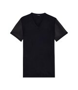 T-Shirt V-Neck Loulou mit semi-transparenten Ärmeln